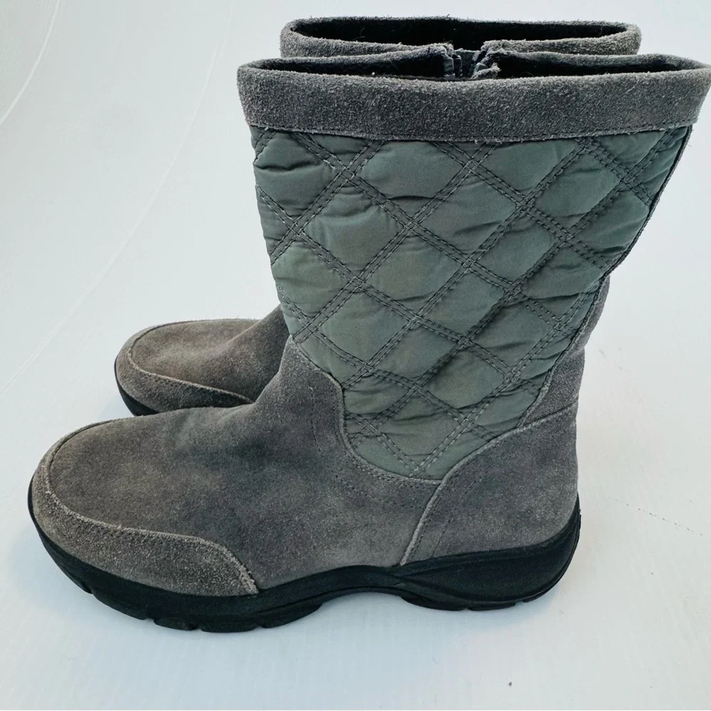 Lands End Boots green quilted and grey suede size 8.5 US